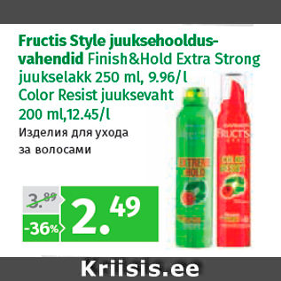 Allahindlus - Fructis Style juuksehooldusvahendid