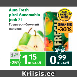 Allahindlus - Aura Fresh pirni-õunamahlajook 2 L