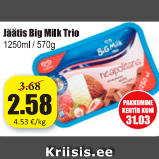 Allahindlus - Jäätis Big Milk Trio