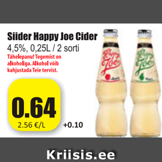 Allahindlus - Siider Happy Joe Cider