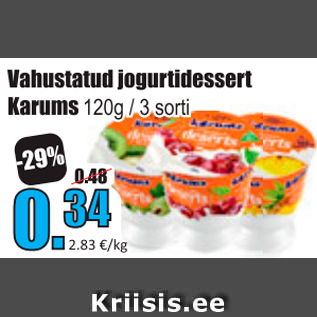 Allahindlus - Vahustatud jogurtidessert Karums