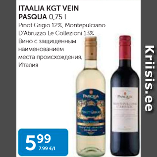 Allahindlus - ITAALIA KGT VEIN PASQUA 0,75 L