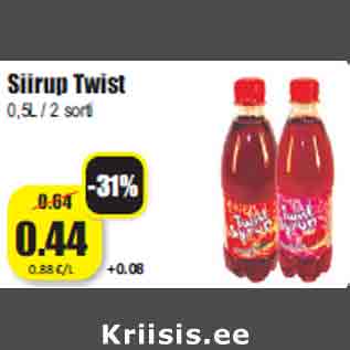 Allahindlus - Siirup Twist 0,5L / 2 sorti