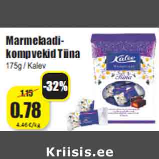 Allahindlus - Marmelaadikompvekid Tiina 175g / Kalev