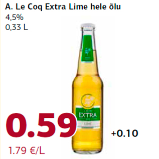 Allahindlus - A. Le Coq Extra Lime hele õlu