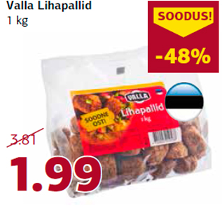 Allahindlus - Valla Lihapallid 1 kg