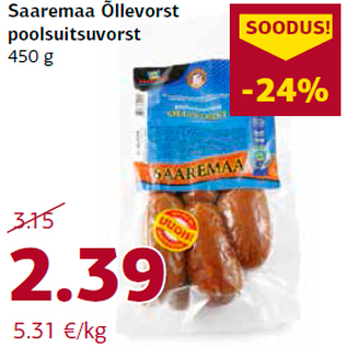 Allahindlus - Saaremaa Õllevorst poolsuitsuvorst 450 g