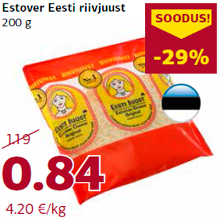 Allahindlus - Estover Eesti riivjuust 200 g