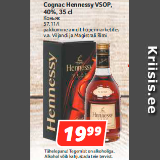 Allahindlus - Cognac Hennessy VSOP, 40%, 35 cl