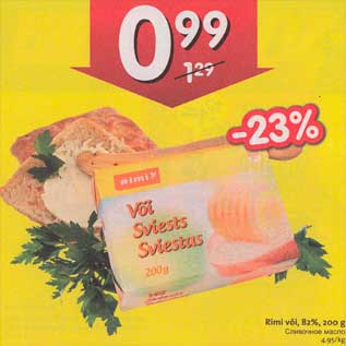 Allahindlus - Rimi või,82%,200 g