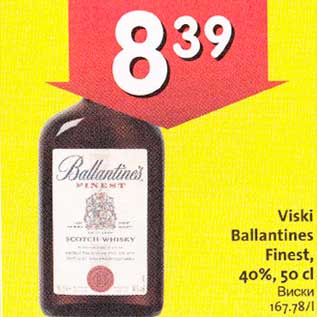 Allahindlus - Viski Ballantines Finest, 40%, 50cl