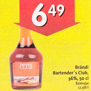 Allahindlus - Brändi Bartender"s Club, 36%, 50 cl