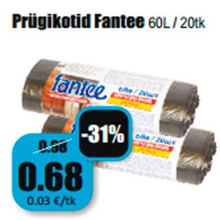 Allahindlus - Prügikotid Fantee 60L / 20tk