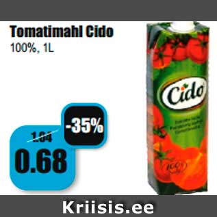 Allahindlus - Tomatimahl Cido 100%, 1L