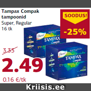 Allahindlus - Tampax Compak tampoonid