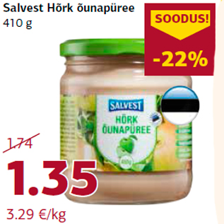 Allahindlus - Salvest Hõrk õunapüree 410 g