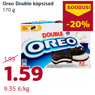 Allahindlus - Oreo Double küpsised 170 g