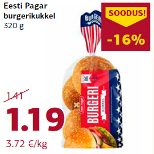 Allahindlus - Eesti Pagar burgerikukkel 320 g