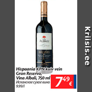 Allahindlus - Hispaania KPN kuiv vein Gran Reserva, Vina Albali, 750 ml