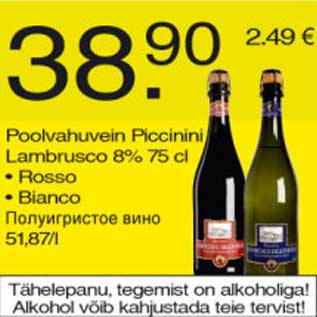 Allahindlus - Poolvahuvein Piccinini Lambrusco