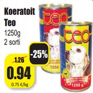 Allahindlus - Koeratoit Teo 1250g 2 sorti