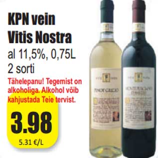 Allahindlus - KPN vein Vitis Nostra al 11,5%, 0,75L 2 sort