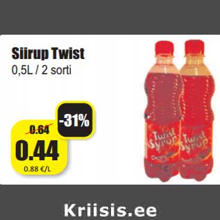 Allahindlus - Siirup Twist 0,5L / 2 sorti