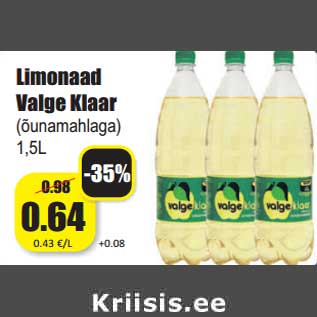 Allahindlus - Limonaad Valge Klaar (õunamahlaga) 1,5L