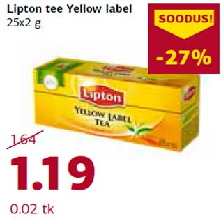 Allahindlus - Lipton tee Yellow label