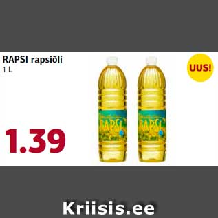 Allahindlus - RAPSI rapsiõli 1 L