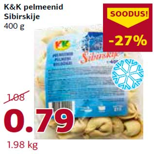 Allahindlus - K&K pelmeenid Sibirskije 400 g