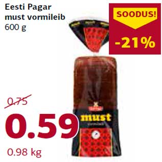 Allahindlus - Eesti Pagar must vormileib 600 g