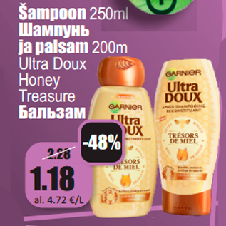 Allahindlus - Šampoon 250ml ja palsam 200m Ultra Doux Honey Treasure