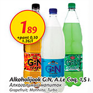 Allahindlus - Alkohoolijook G:N, A.Le Coq, 1,5 l