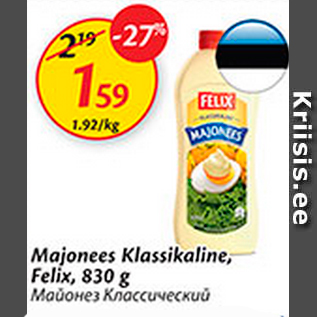 Allahindlus - Majonees Klassikaline, Felix, 830 g