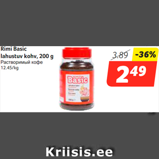 Allahindlus - Rimi Basic lahustuv kohv, 200 g