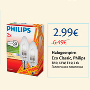 Allahindlus - Halogeenpirn Eco Classic, Philips