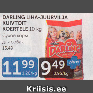 Allahindlus - DARLING LIHA-JUURVILJA KUIVTOIT KOERTELE 10 KG