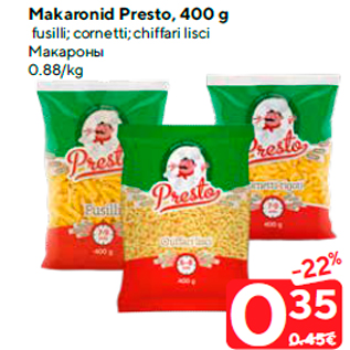 Allahindlus - Makaronid Presto, 400 g