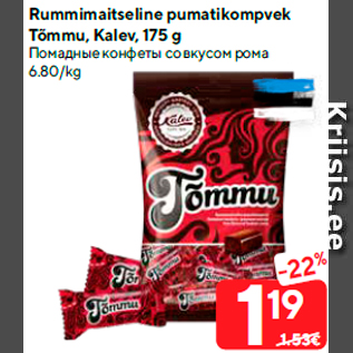 Allahindlus - Rummimaitseline pumatikompvek Tõmmu, Kalev, 175 g