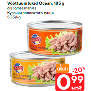 Allahindlus - Vööttuunitükid Ocean, 185 g