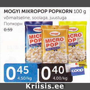 Allahindlus - MOGYI MIKROPOP POPKORN 100 g