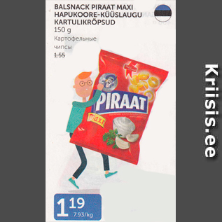 Allahindlus - BALSNACK PIRAAT MAXI HAPUKOORE-KÜÜSLAUGU KARTULIKRÕPSUD 150 g