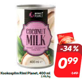 Allahindlus - Kookospiim Rimi Planet, 400 ml