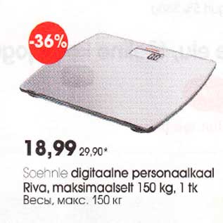 Allahindlus - Soehniе digitaalne personaalkaal Riva,maksimaalselt l50 kg, l tk