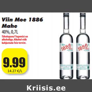 Allahindlus - Viin Moe 1886 Mahe 40%, 0,7L