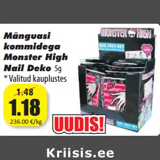 Allahindlus - Mänguasi kommidega Monster High Nail Deko 5g