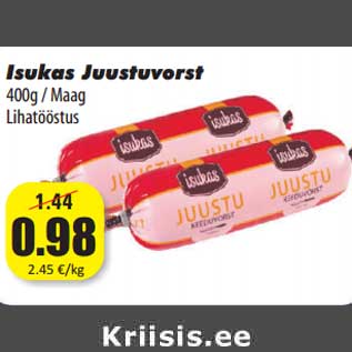 Allahindlus - Isukas Juustuvorst 400g / Maag Lihatööstus