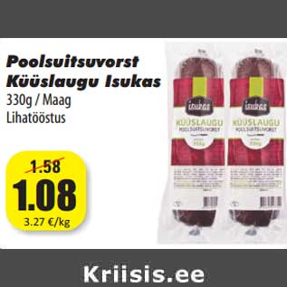 Allahindlus - Poolsuitsuvorst Küüslaugu Isukas 330g / Maag Lihatööstus