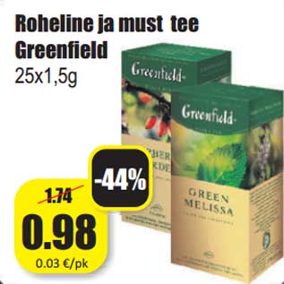 Allahindlus - Roheline ja must tee Greenfield 25x1,5g